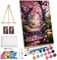 Landscape Paint-by-Numbers Kit for Adults – DIY Cherry Blossom Canvas Painting with Easel & Frame, Flowers Art Kit for Home Wall Decor & Gifts (7.87x11.81")